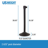 US Weight Sentry Stanchions with 6.5-Foot Retractable Belt - Quick, No-Tool Setup Crowd Control System - Multiple Options