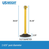 US Weight Sentry Stanchion with 6.5-Foot Retractable Belt - Multiple Belt Colors Available