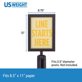 US Weight Steel Stanchion Steel Frame Sign Holder with Plexiglass Covers Compatible with ONLY Steel Stanchions