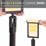 US Weight Steel Stanchion Steel Frame Sign Holder with Plexiglass Covers Compatible with ONLY Steel Stanchions