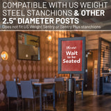 US Weight Steel Stanchion Steel Frame Sign Holder with Plexiglass Covers Compatible with ONLY Steel Stanchions