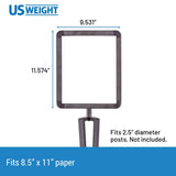 Us Weight Plastic Stanchion Sign Holder with Plexiglass Covers for USW ChainBoss, Sentry & Sentry PLUS Stanchions