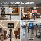 Plastic Stanchion Horizontal/Vertical Sign Holder with Plexiglass Covers for USW ChainBoss, Sentry & Sentry PLUS Stanchions
