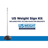 US Weight 5-Foot Sign Post Kit with Fillable or Pre-Filled Base for Outdoor Parking Signs
