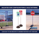 US Weight 5-Foot Sign Post Kit with Fillable or Pre-Filled Base for Outdoor Parking Signs