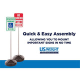 US Weight 5-Foot Sign Post Kit with Fillable or Pre-Filled Base for Outdoor Parking Signs