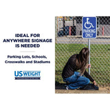US Weight 5-Foot Sign Post Kit with Fillable or Pre-Filled Base for Outdoor Parking Signs