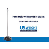 US Weight 5-Foot Sign Post Kit with Fillable or Pre-Filled Base for Outdoor Parking Signs