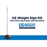 US Weight 5-Foot Sign Post Kit with Fillable or Pre-Filled Base for Outdoor Parking Signs