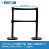 US Weight - ADA Compliant Dual Belt Stanchions for Crowd Control, Easy Connect Assembly, Premium Crowd Control Barriers, 2-Pack Stanchion Set