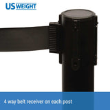 US Weight - ADA Compliant Dual Belt Stanchions for Crowd Control, Easy Connect Assembly, Premium Crowd Control Barriers, 2-Pack Stanchion Set