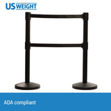 US Weight - ADA Compliant Dual Belt Stanchions for Crowd Control, Easy Connect Assembly, Premium Crowd Control Barriers, 2-Pack Stanchion Set