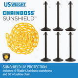 US Weight ChainBoss Black Plastic Stanchion with Fillable Base and 10-Foot Plastic Chain Barrier