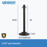 US Weight ChainBoss Stanchion - Black Stanchion - Prefilled Base