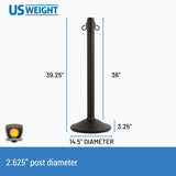 US Weight ChainBoss Black Filled Crowd Control Plastic Stanchions With 10' of Plastic Chain