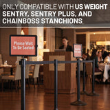 Plastic Stanchion Horizontal/Vertical Sign Holder with Plexiglass Covers for USW ChainBoss, Sentry & Sentry PLUS Stanchions