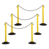 US Weight ChainBoss Yellow Fillable Crowd Control Plastic Stanchions With 10' of Plastic Chain