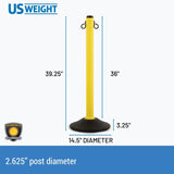US Weight ChainBoss Yellow Plastic Stanchion with Fillable Base and 10-Foot Plastic Chain Barrier