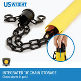 US Weight ChainBoss Yellow Plastic Stanchion with Fillable Base and 10-Foot Plastic Chain Barrier