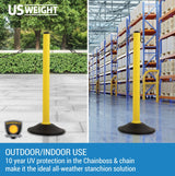 US Weight ChainBoss Yellow Plastic Stanchion with Fillable Base and 10-Foot Plastic Chain Barrier