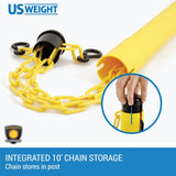 US Weight ChainBoss Yellow Plastic Stanchion with Fillable Base and 10-Foot Plastic Chain Barrier