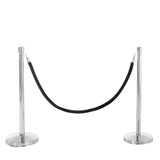 US Weight Premier Chrome Post and Black Velvet Rope Crowd Control Stanchions - 2 Pack