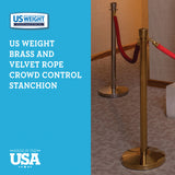 US Weight Brass Post and Rope - Red