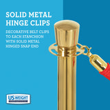 US Weight Brass Post and Rope - Red