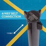 US Weight Premium Black Steel Stanchion with 7.5-Foot Retractable Belt Crowd Control Barrier