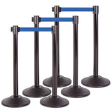 US Weight Premium Black Steel Stanchion with 7.5' Foot Retractable Belt - Multiple Color Options