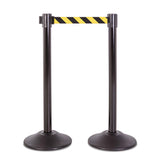 US Weight Premium Black Steel Stanchion with 7.5' Foot Retractable Belt - Multiple Color Options