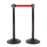 US Weight Premium Black Steel Stanchion with 7.5' Foot Retractable Belt - Multiple Color Options