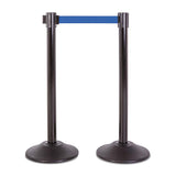 US Weight Premium Black Steel Stanchion with 7.5' Foot Retractable Belt - Multiple Color Options