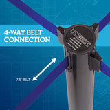 US Weight Premium Black Steel Stanchion with 7.5-Foot Retractable Belt Crowd Control Barrier