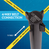 US Weight Premium Black Steel Stanchion with 7.5-Foot Retractable Belt Crowd Control Barrier