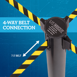 US Weight Premium Black Steel Stanchion with 7.5-Foot Retractable Belt Crowd Control Barrier
