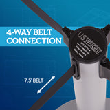US Weight Premium Silver Steel Stanchion with 7.5-Foot Retractable Belt Crowd Control Barrier