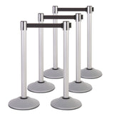 US Weight Premium Silver Steel Stanchions with 7.5' Belt - Multiple Color Options