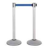 US Weight Premium Silver Steel Stanchions with 7.5' Belt - Multiple Color Options