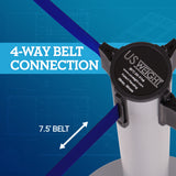 US Weight Premium Silver Steel Stanchion with 7.5-Foot Retractable Belt Crowd Control Barrier