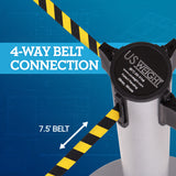 US Weight Premium Silver Steel Stanchion with 7.5-Foot Retractable Belt Crowd Control Barrier