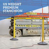 US Weight US Weight Heavy Duty Yellow Premium Steel Stanchion with 7.5-Foot Retractable Belt