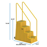 US Weight 4-Step Yellow Rolling Safety Step Stool with Handrails & Wheels (500 lbs. Capacity)