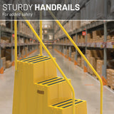 US Weight 4-Step Yellow Rolling Safety Step Stool with Handrails & Wheels (500 lbs. Capacity)