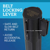 US Weight Sentry Stanchion - Black Stanchion - Extended 11' Black Nylon Retractable Belt for Crowd Control Barriers - Multiple Options