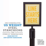 US Weight Steel Stanchion Steel Frame Sign Holder with Plexiglass Covers Compatible with ONLY Steel Stanchions