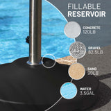 US Weight 120LB Capacity Fillable Free Standing Umbrella Base