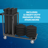 US Weight Statesman Stanchion Cart Kit – Cart With 12 Stanchions - Multiple Options