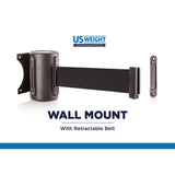 US Weight Wall Mounted Black Retractable Belt - Multiple Lengths and Colors