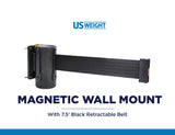 Magnetic Wall Mount with 7.5’ Black Retractable Belt with Safety Braking System